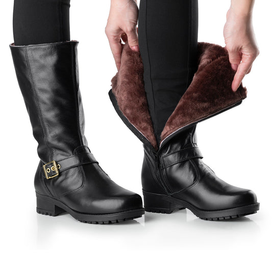 Women's Boot in Genuine Leather Lined with Natural Sheepskin Ref. 25914CA