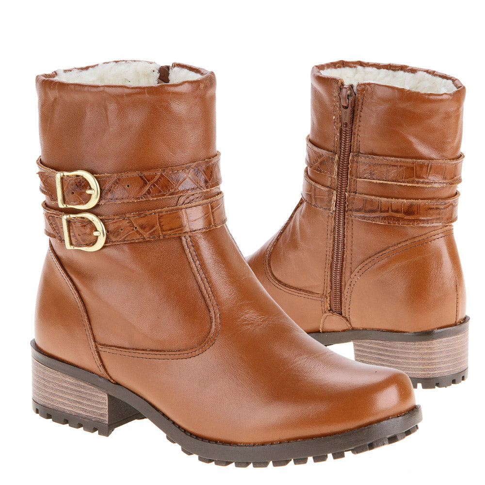 Women's Boot in Genuine Leather Lined with Natural Sheepskin Ref. 25900CA